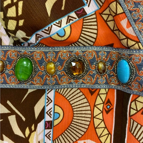 Diane Gilman Colorful Beaded V Neck Blouse - Picture 4 of 5